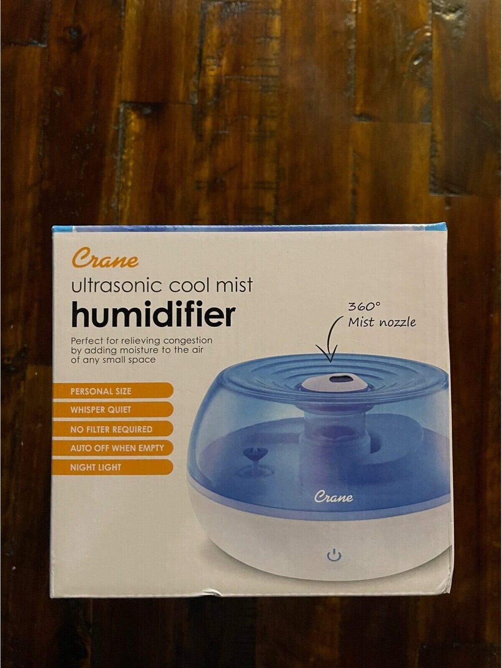 Crane Personal Ultrasonic Cool Mist Humidifier 0.2 Gallon Blue White NEW